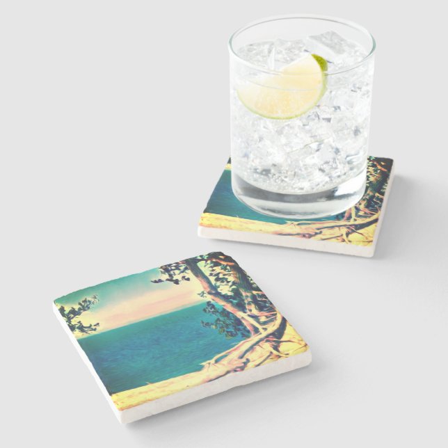 Coastal Michigan! Stone Coaster (Side)