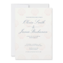 Coastal Minimalist Seashell Wedding Invite