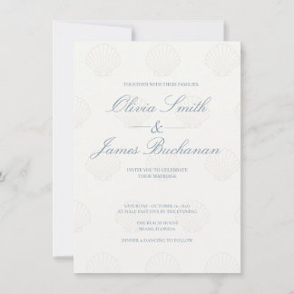 Coastal Minimalist Seashell Wedding Invite