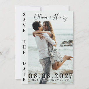 Coastal Modern Beachy Couple Photo Save The Date Invitation