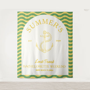 Coastal Modern Tropical Retro Bachelorette yellow Tapestry