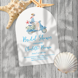 Coastal Motorbike Bridal Shower Invitation