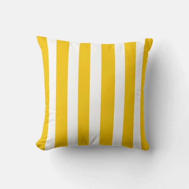 Coastal Mustard Yellow White 2 Sided Stripe Beach Cushion (Front)