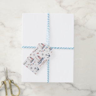 Coastal Nautical 4th of July Sailboats Lighthouse  Gift Tags
