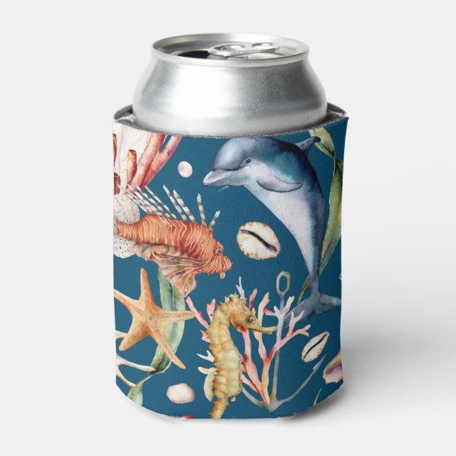Coastal Nautical Aquatic Life / Can Cooler (Can Front)