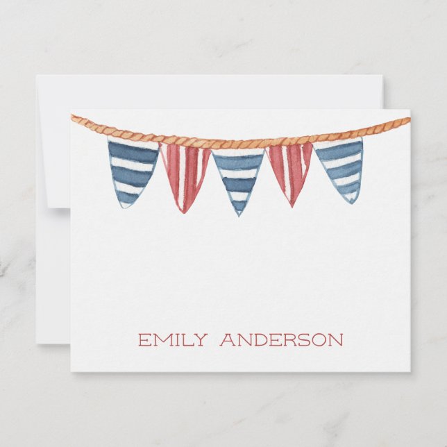 Coastal Nautical Beach Flags Personalised Card (Front)