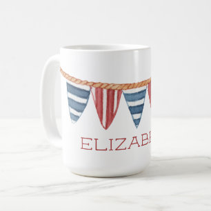 Coastal Nautical Beach Flags Personalised Coffee Mug