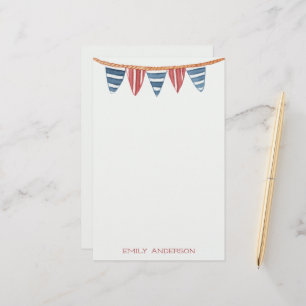 Coastal Nautical Beach Flags Personalised Stationery