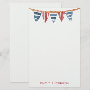 Coastal Nautical Beach Flags Personalised Stationery