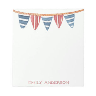 Coastal Nautical Beach Flags Personalized Notepad