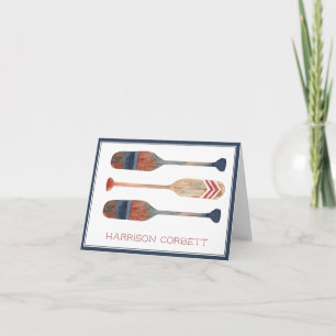 Coastal Nautical Beach Oars Personalised Note Card