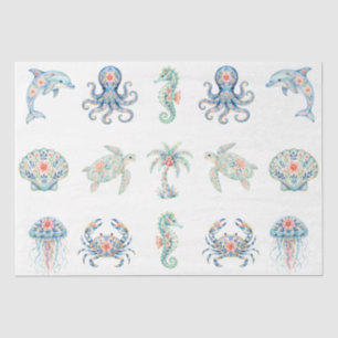 Coastal Nautical  Beachy Sea Life Themed Decoupage Tissue Paper