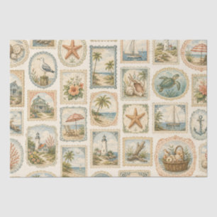 Coastal Nautical  Beachy Sea Life Themed Decoupage Tissue Paper