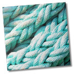 Coastal Nautical Blue Rope Pattern Tile<br><div class="desc">Beautiful teal print made up of distressed (or weathered) boat rope! Perfect for the beach lover, nautical theme, or a summer pattern. Whether you want to use this tile as a little coaster or trivet for a drink or plate... or you want to go big with a kitchen backsplash or...</div>