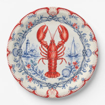 Coastal Nautical Clambake Seafood Party Plate