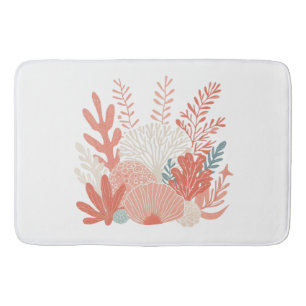 Coastal/nautical coral reef bath mat