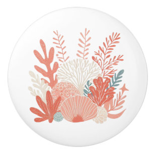 Coastal/nautical coral reef ceramic knob