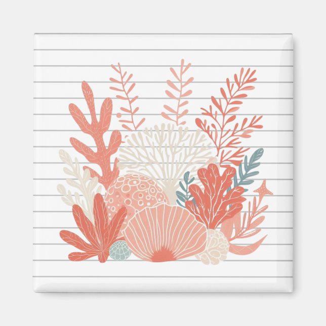 Coastal/nautical coral reef magnet (Front)