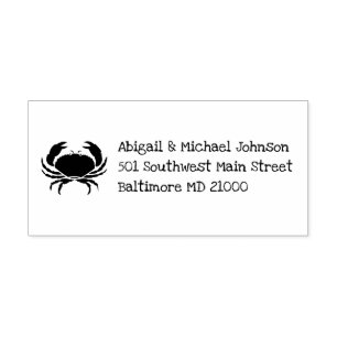 Coastal Nautical Crab + Name Address Stamp