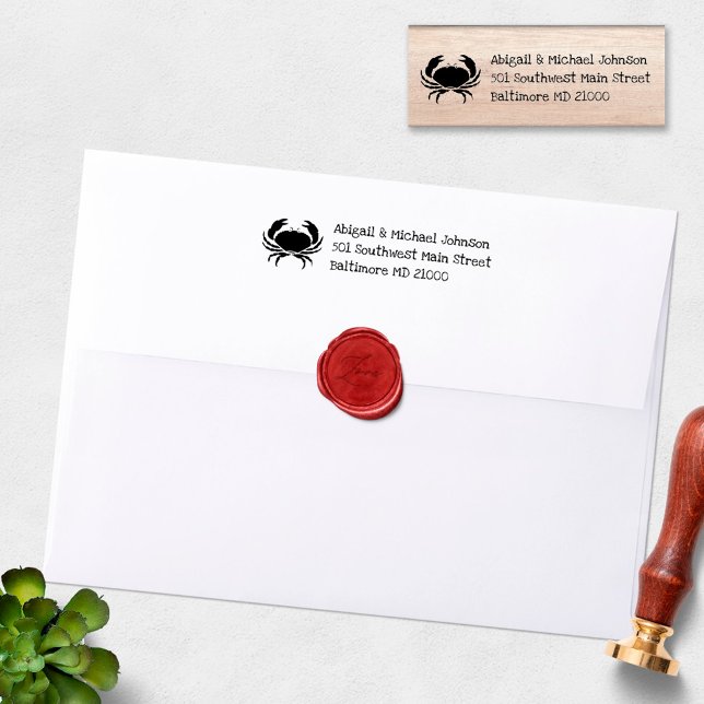 Coastal Nautical Crab + Name Address Stamp (Creator Uploaded)
