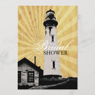Coastal Nautical Lighthouse bridal shower Invitation