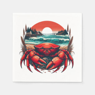 coastal/nautical Maine crab Napkin