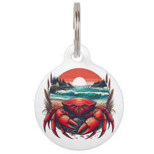 coastal/nautical Maine crab Pet Tag