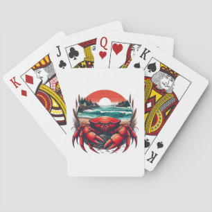 coastal/nautical Maine crab Playing Cards