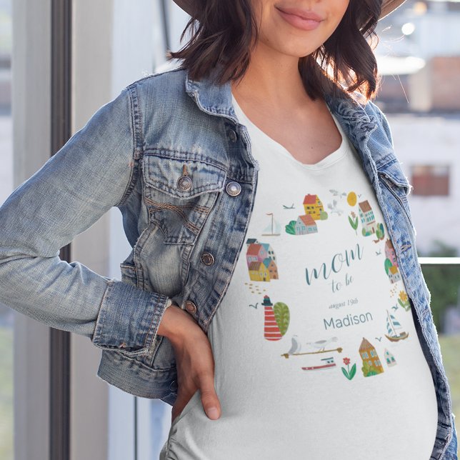Coastal Nautical Mum to be Baby Shower T-Shirt (Coastal Nautical Mom to be Baby Shower T-Shirt)