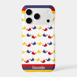 Coastal Nautical Navy BLUE RED YELLOW WHALE