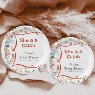 Coastal Nautical Seafood Bridal Shower Paper Plate