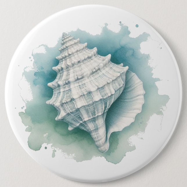 Coastal/Nautical seashell  6 Cm Round Badge (Front)