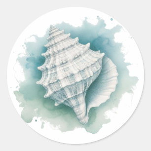 Coastal/Nautical seashell Classic Round Sticker