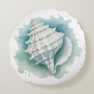 Coastal/Nautical seashell Round Cushion