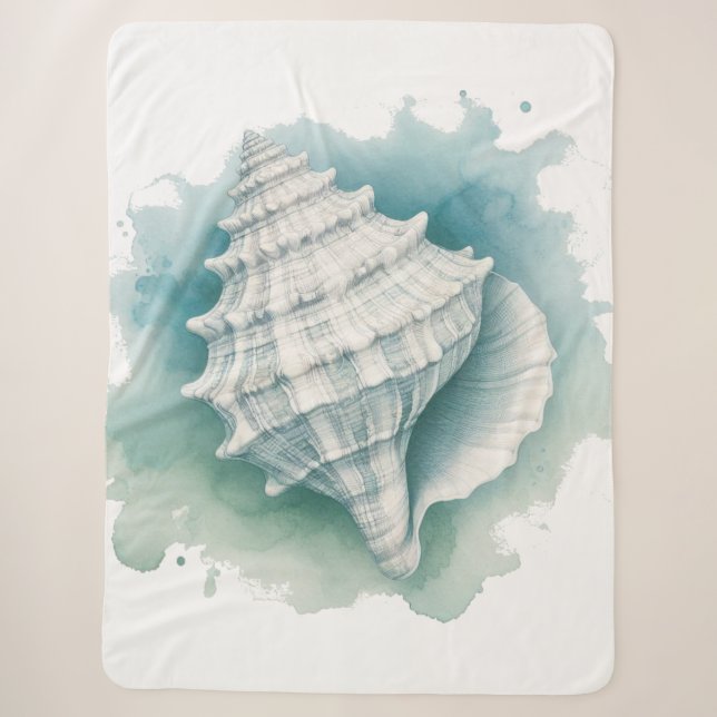 Coastal/Nautical seashell  Sherpa Blanket (Front)