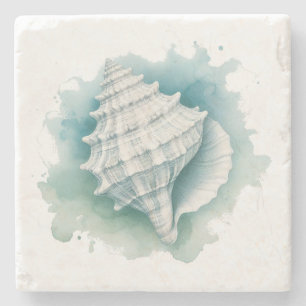 Coastal/Nautical seashell Stone Coaster