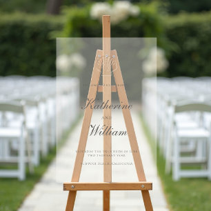 Coastal Nautical Shell Formal Wedding Welcome Acrylic Sign