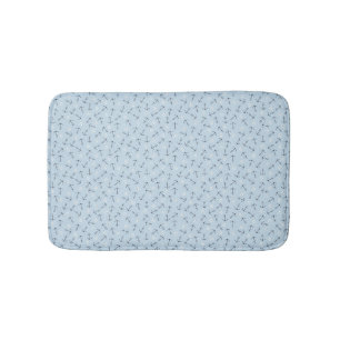 Coastal Nautical Small Anchors Tossed on Soft Blue Bath Mat