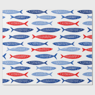 Coastal Nautical Summer Fish Pattern Wrapping Paper