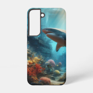Coastal/nautical tiger shark & coral reef samsung galaxy case