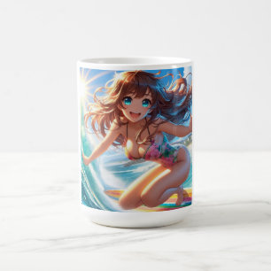 Coastal/Nautical/tropical anime surfer girl Coffee Mug