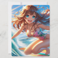 Coastal/Nautical/tropical anime surfer girl