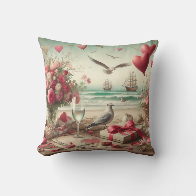 Coastal/Nautical Valentine's day  Cushion (Front)