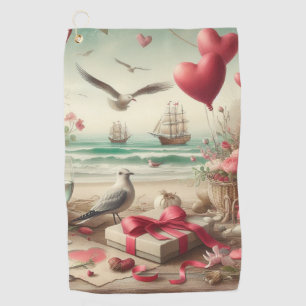 Coastal/Nautical Valentine's day Golf Towel