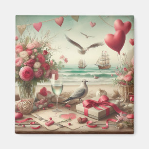 Coastal/Nautical Valentine's day Magnet