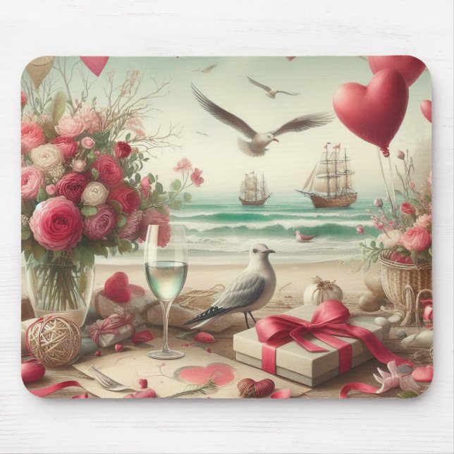 Coastal/Nautical Valentine's day  Mouse Mat (Front)