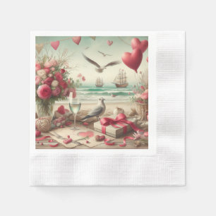 Coastal/Nautical Valentine's day Napkin