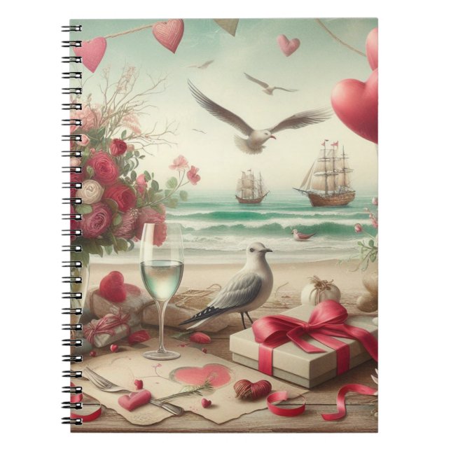 Coastal/Nautical Valentine's day  Notebook (Front)