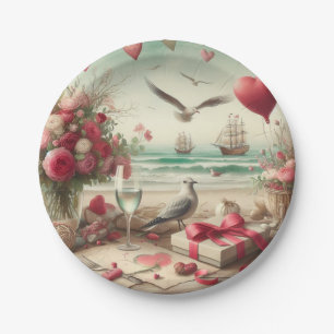 Coastal/Nautical Valentine's day Paper Plate
