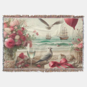 Coastal/Nautical Valentine's day Throw Blanket